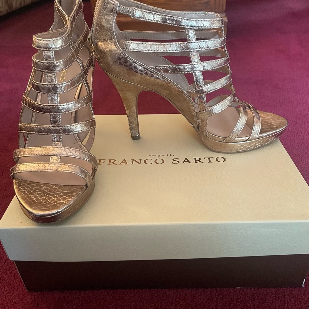 Franco Sarto Metallic Strappy Heels